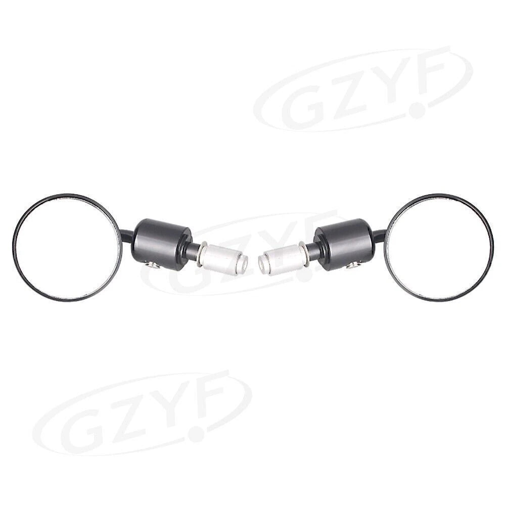 Bar End Rearview Side Mirrors 7/8" for Bobber Cafe Racer Black
