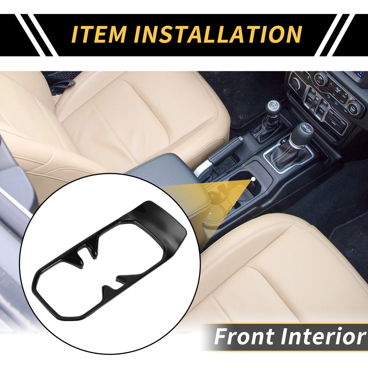 Cup Holder Cover Trim for Jeep Wrangler JL JLU (2018-2024) Black 1 x Pc