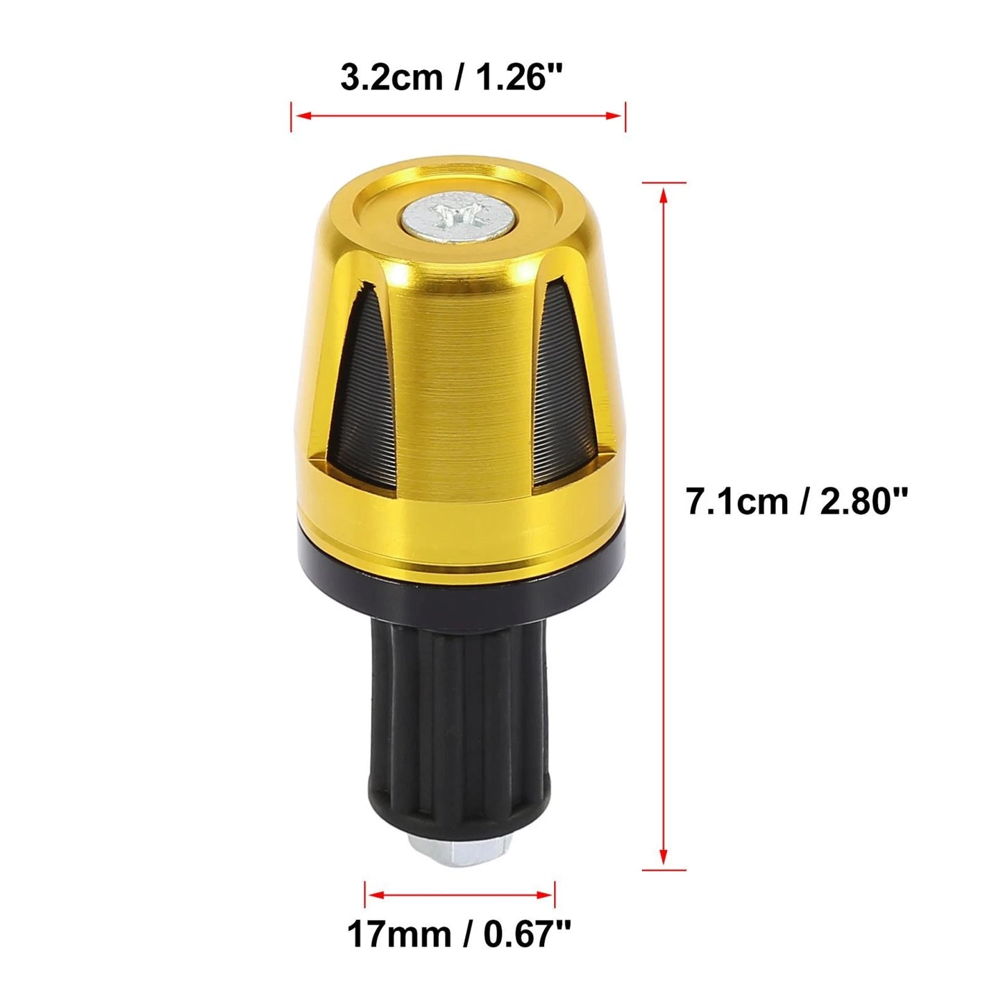 Pair 17mm Hand Grips End Caps Plug Gold Tone for Universal Motorcycle
