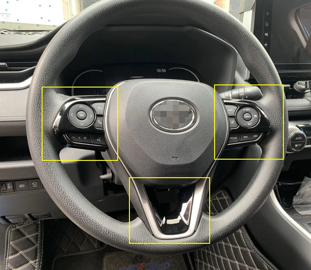 Steering Wheel Black Garnish Cover Trim for Toyota RAV4 (2019-2023) 3 x ABS