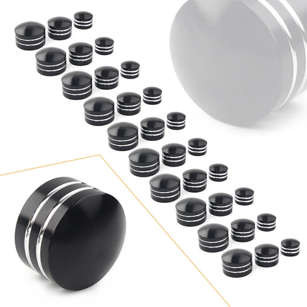 10 x Black CNC 9mm Motor Bolt Topper Caps for Harley