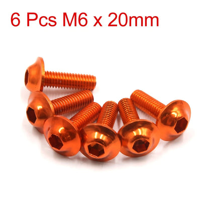 6 x M6 x 20mm Orange Hexagon License Plates Fairing Bolts Screws for Motorcycle