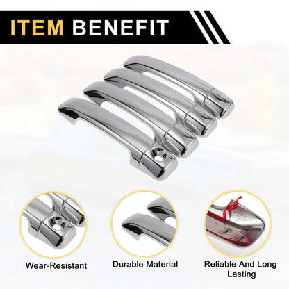 Car Door Handle Protector Set for Toyota Tundra (2007-2020) Silver Tone