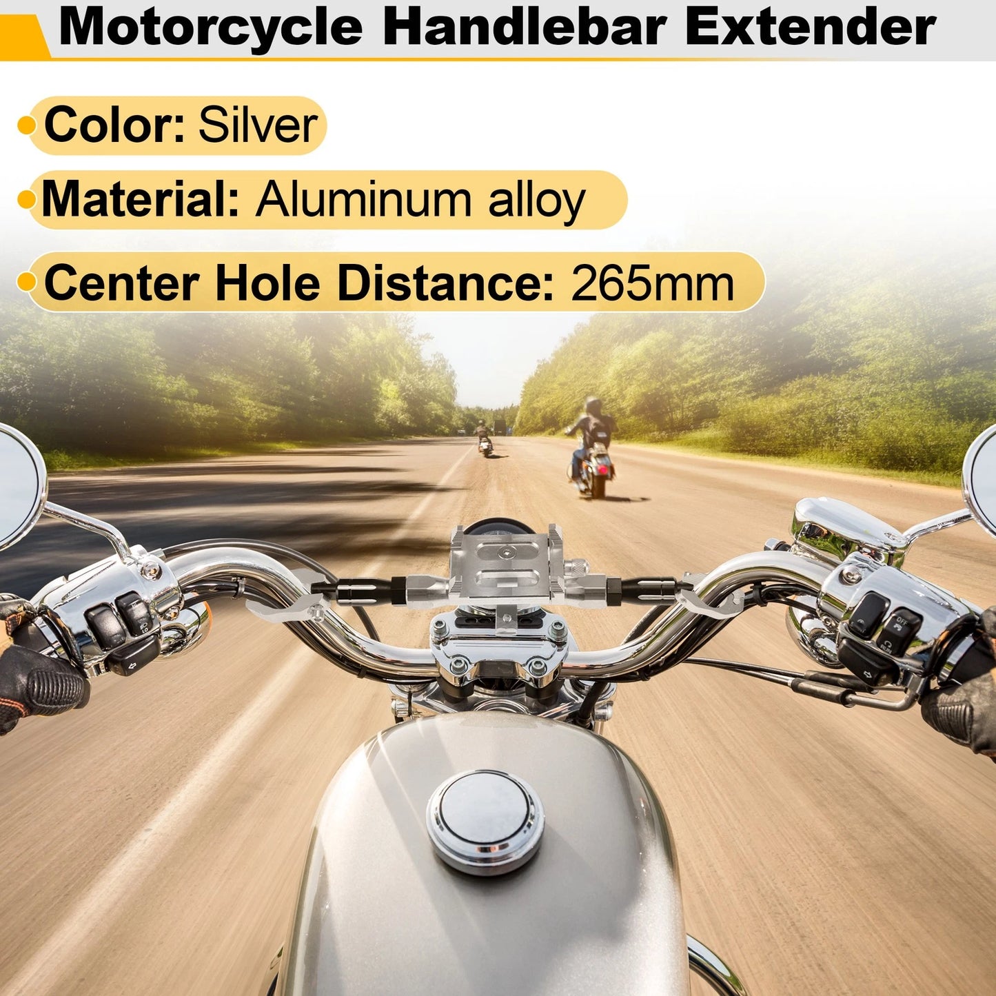 Balance Bar Extender Bracket 265mm Hole Silver Tone for Motorcycle