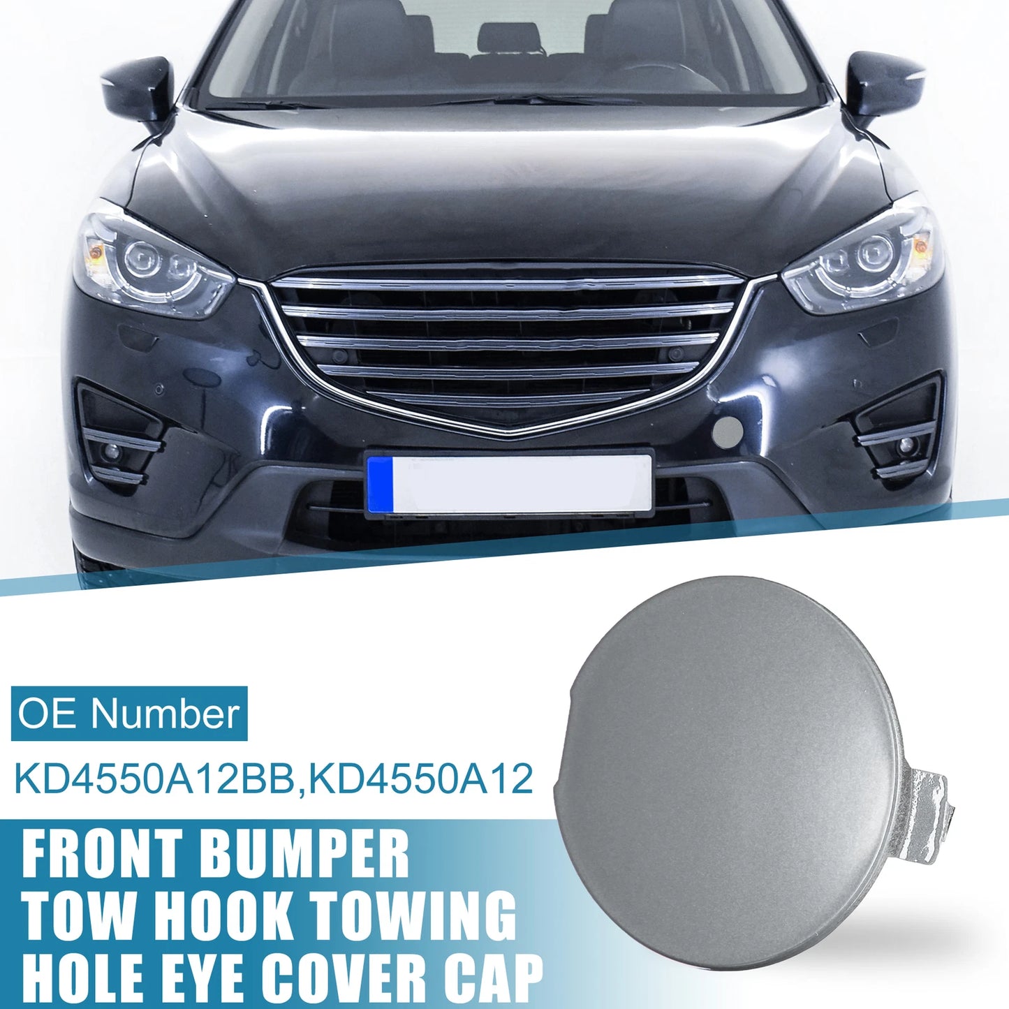 Front Bumper Tow Hook Cover for Mazda CX-5 (2013-2016) Silver Tone
