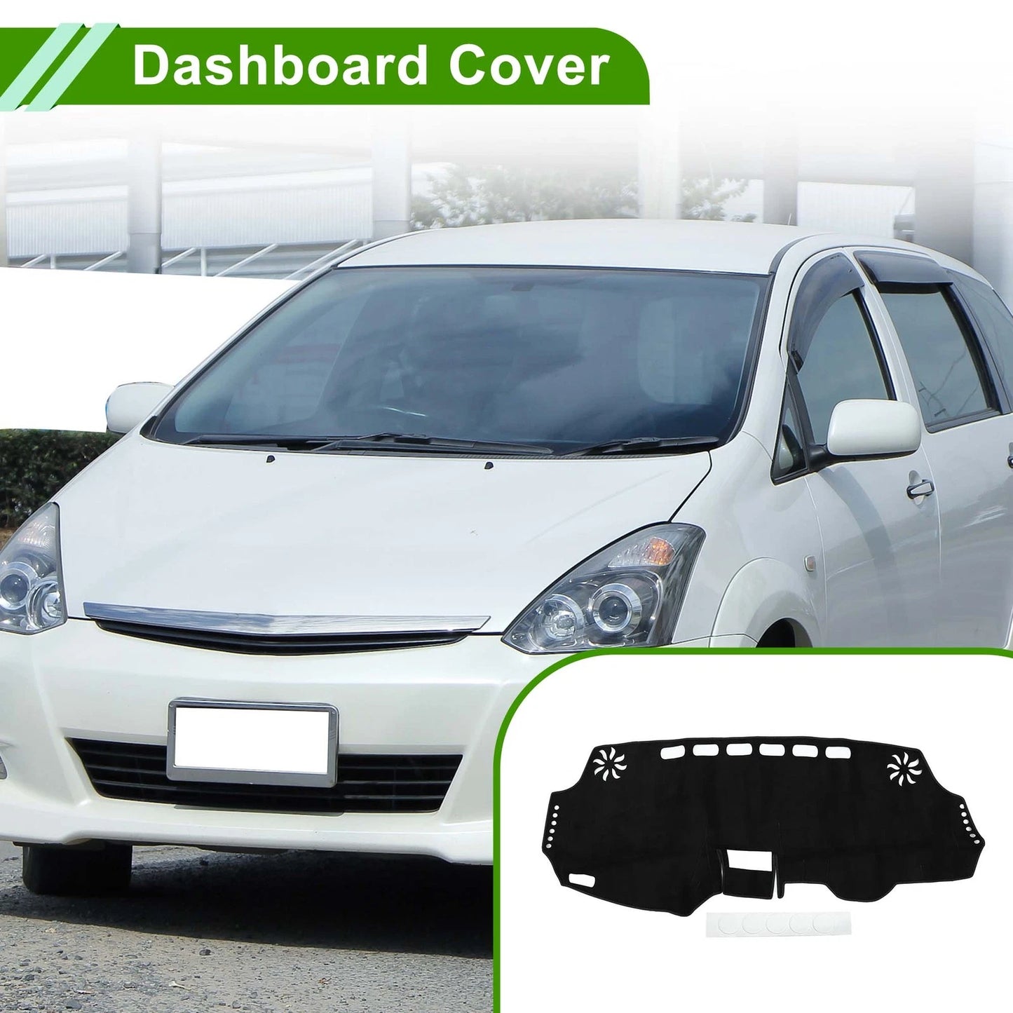Dashboard Cover Mat for Toyota Wish 2010-2018 Sun Protector Black