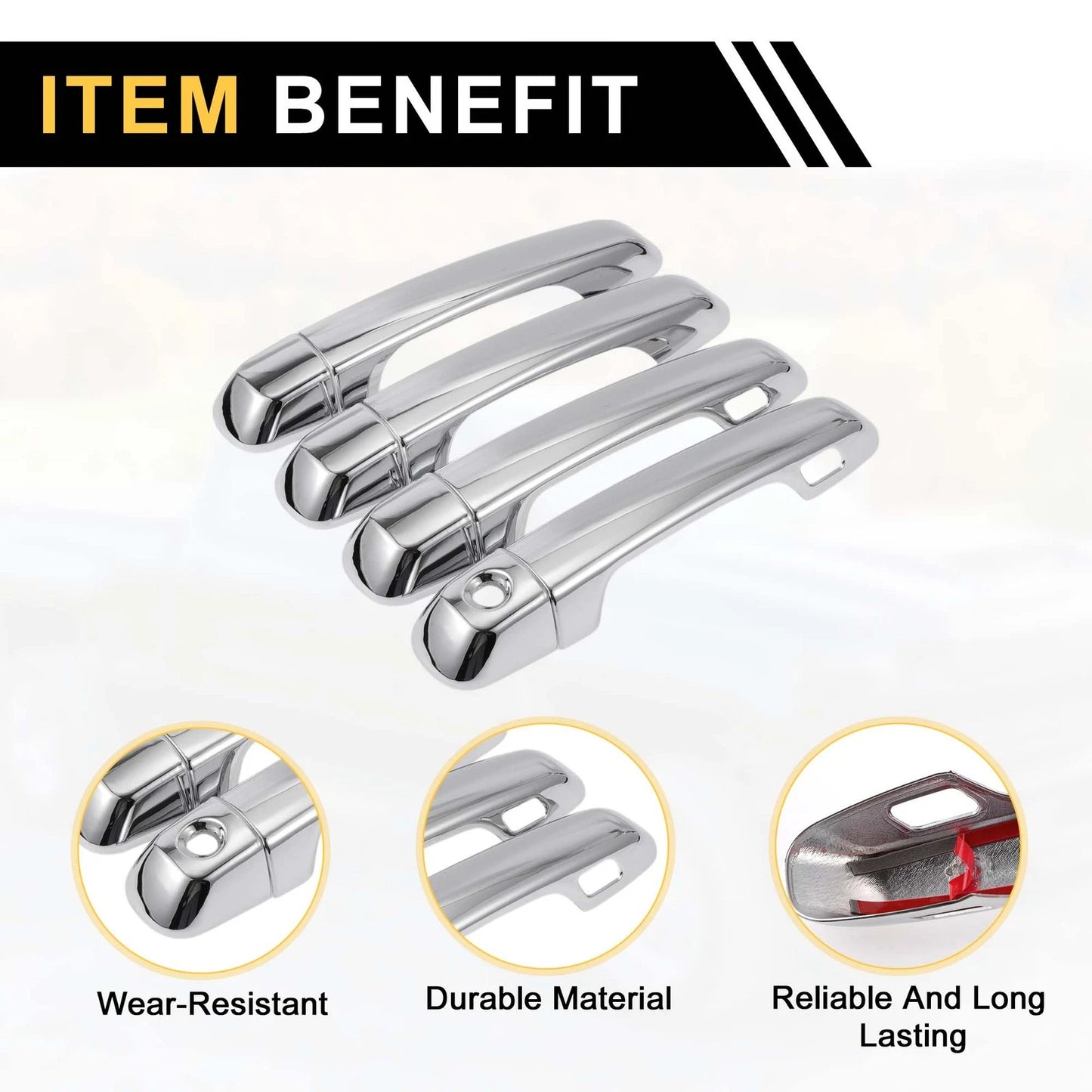 4pcs Chrome Silver Exterior Door Handle Covers for Toyota 4Runner (2010-2019)
