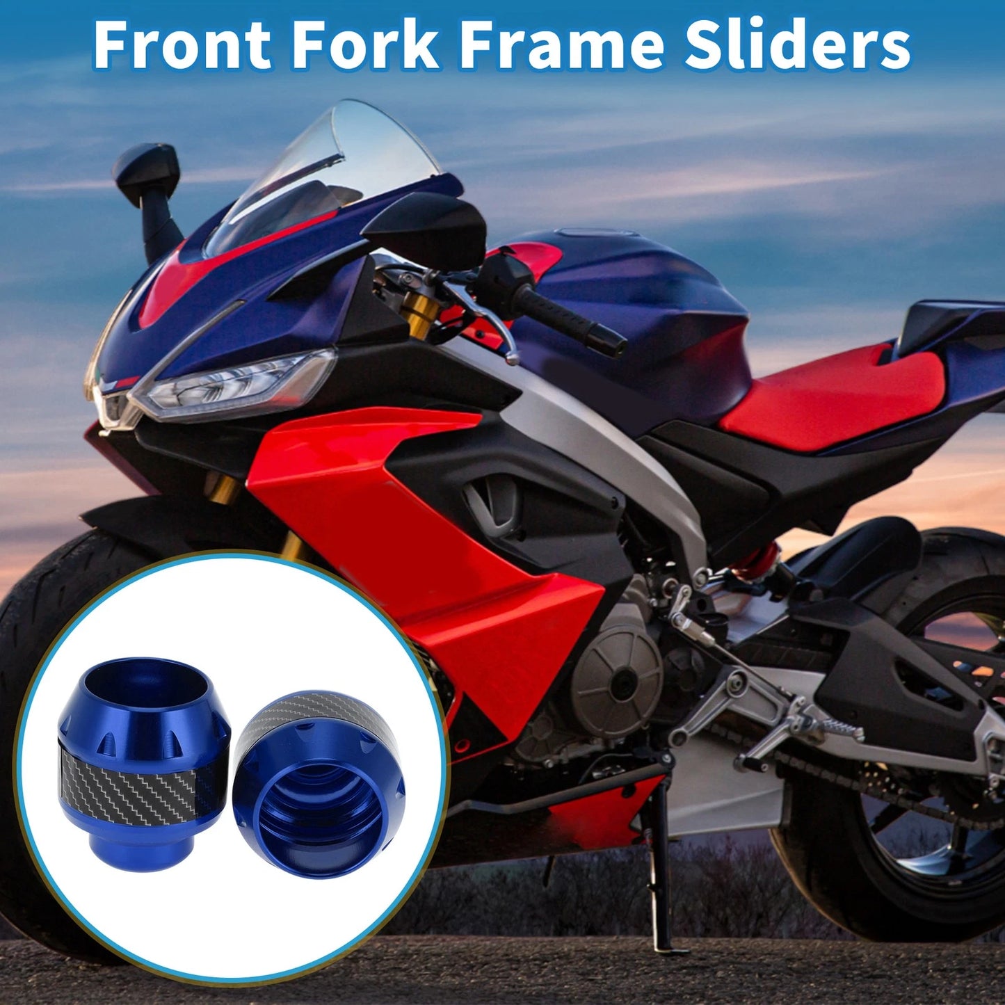 Frame Sliders Falling Protection Aluminum Alloy Blue 2 x for Motorcycle