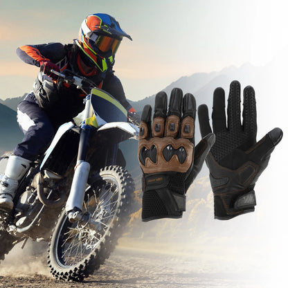 M 1 Pair Motorcycle Gloves Breathable Full Finger Goatskin Outdoor Brown