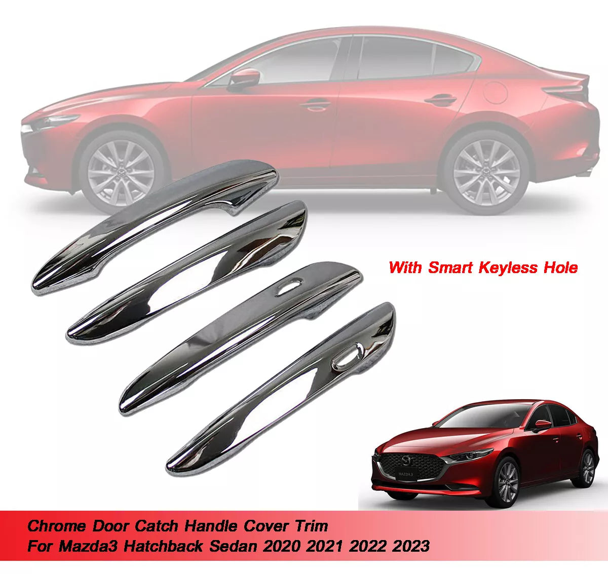 Door Catch Handle Cover Trim Chrome for Mazda3 (2020-2023)