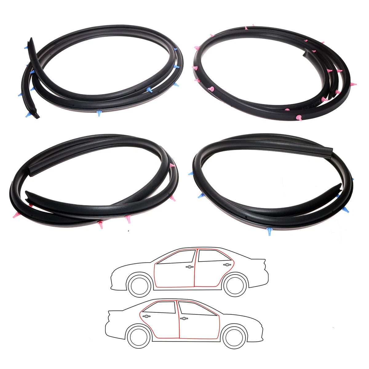 Front Rear Door Weatherstrip Set for Nissan Sylphy Almera Pulsar 2000-2006