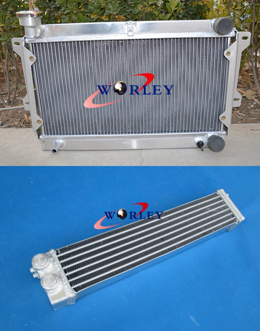 Aluminum Radiator & Oil Cooler for Mazda R100 Familia 68-73