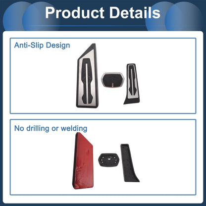 3 Pcs Foot Accelerator Pedal Covers for BMW X1 (F48) 2016-2022 Silver Tone