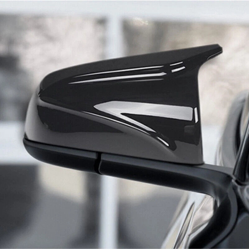 Gloss Black ABS Horn Rearview Mirror Cap Covers for 2017-2022 Tesla Model 3