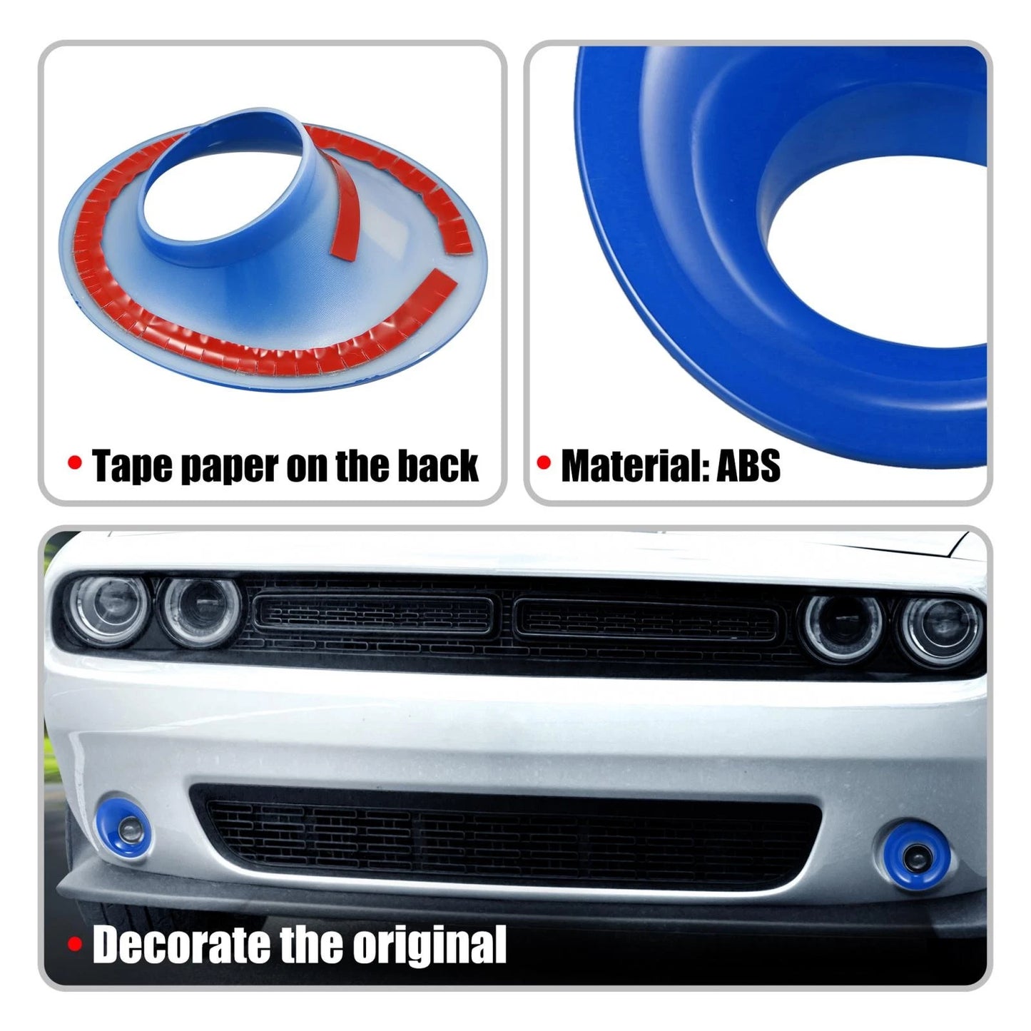 Car ABS Front Foglights Covers Trim for Dodge Challenger (2015-2020) Blue
