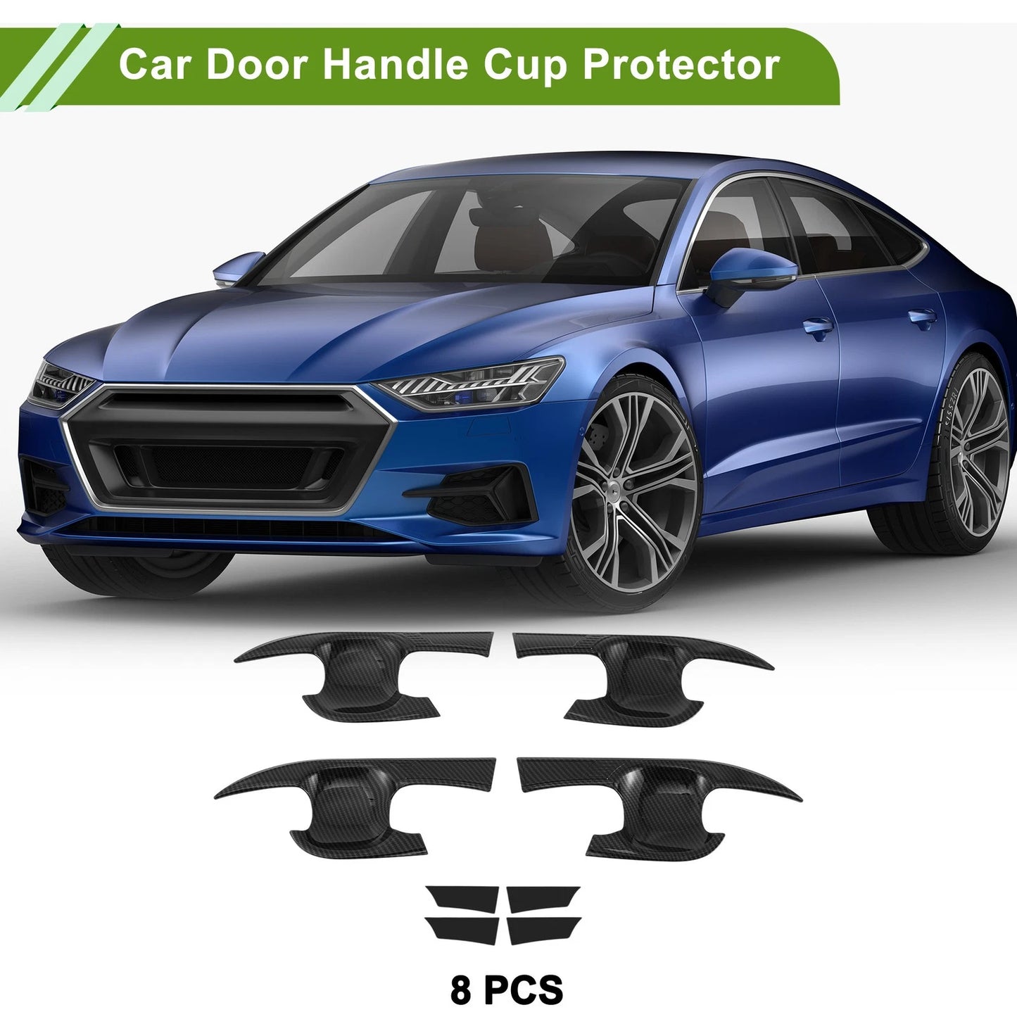 Car Door Handle Cup Protector Carbon Fiber Black Blade Shape for Toyota Camry