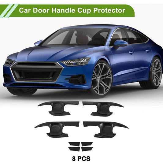 Car Door Handle Cup Protector Carbon Fiber Black Blade Shape for Toyota Camry