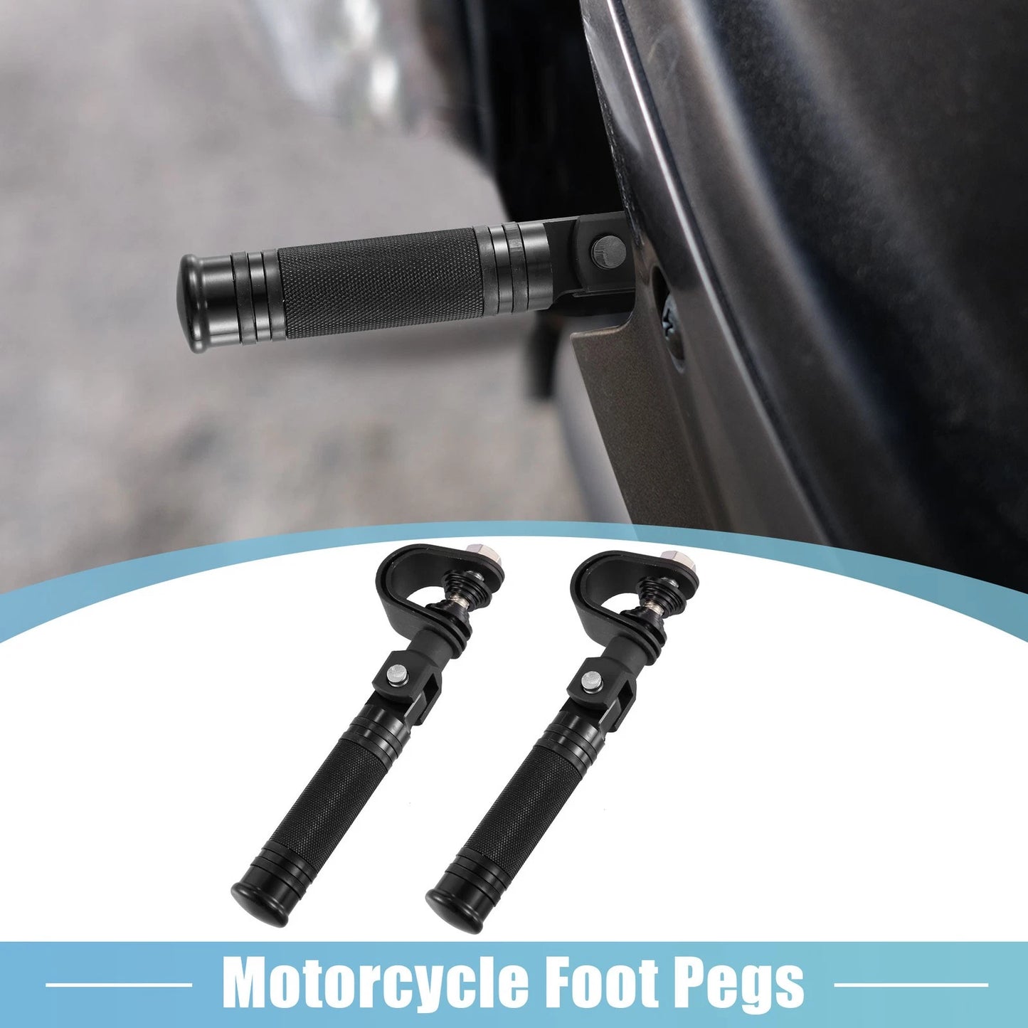 Pair Foot Pegs 1-1.25" 25mm-32mm Aluminum Alloy Black for Motorcycle