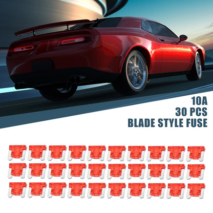 30pcs 10A Low Profile Mini Blade Fuses for Automotive
