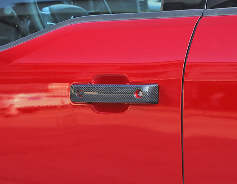 ABS Carbon Fiber Door Handle Lid Frame Cover Trim for 2021-2023 Ford F150 4x