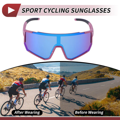Motorcycle Riding Goggles Blue Lens Pink with Blue White Spots Frame Sunglasses