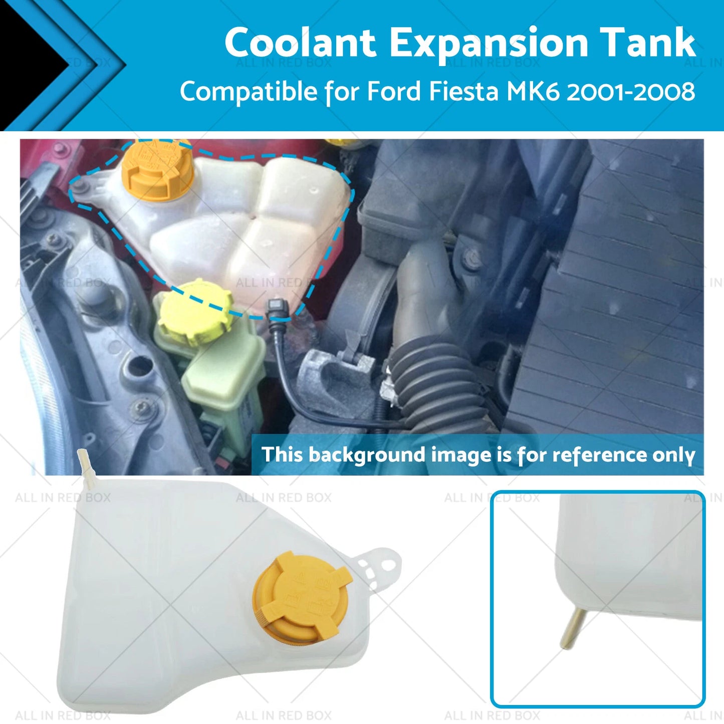 Radiator Expansion Bottle Tank w/ Cap for Ford Fiesta MK6 (2001-2008)