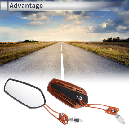 Rear View Mirrors M8/M10 Orange Aluminum Alloy Plastic 1 Set