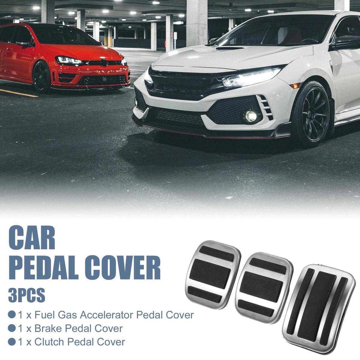 3 Pcs Accelerator & Brake Pedal Covers for Peugeot 3008 (2017-2021)