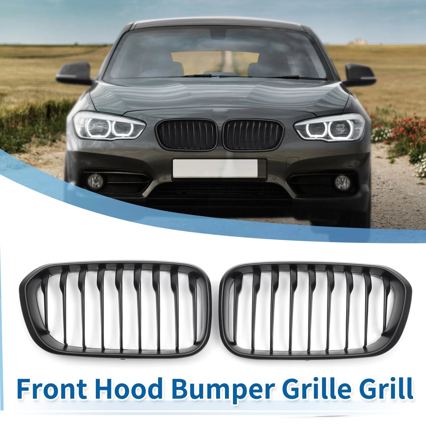 Front Upper Bumper Grille for BMW 1 Series F20 (2015-2018) Matte Black