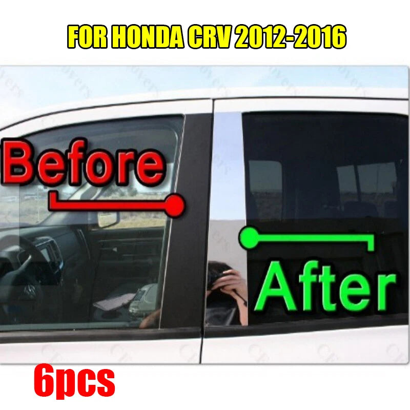 6 x Chrome Pillar Trim Door Cover Mirrored Post for Honda CR-V (2012–2016)