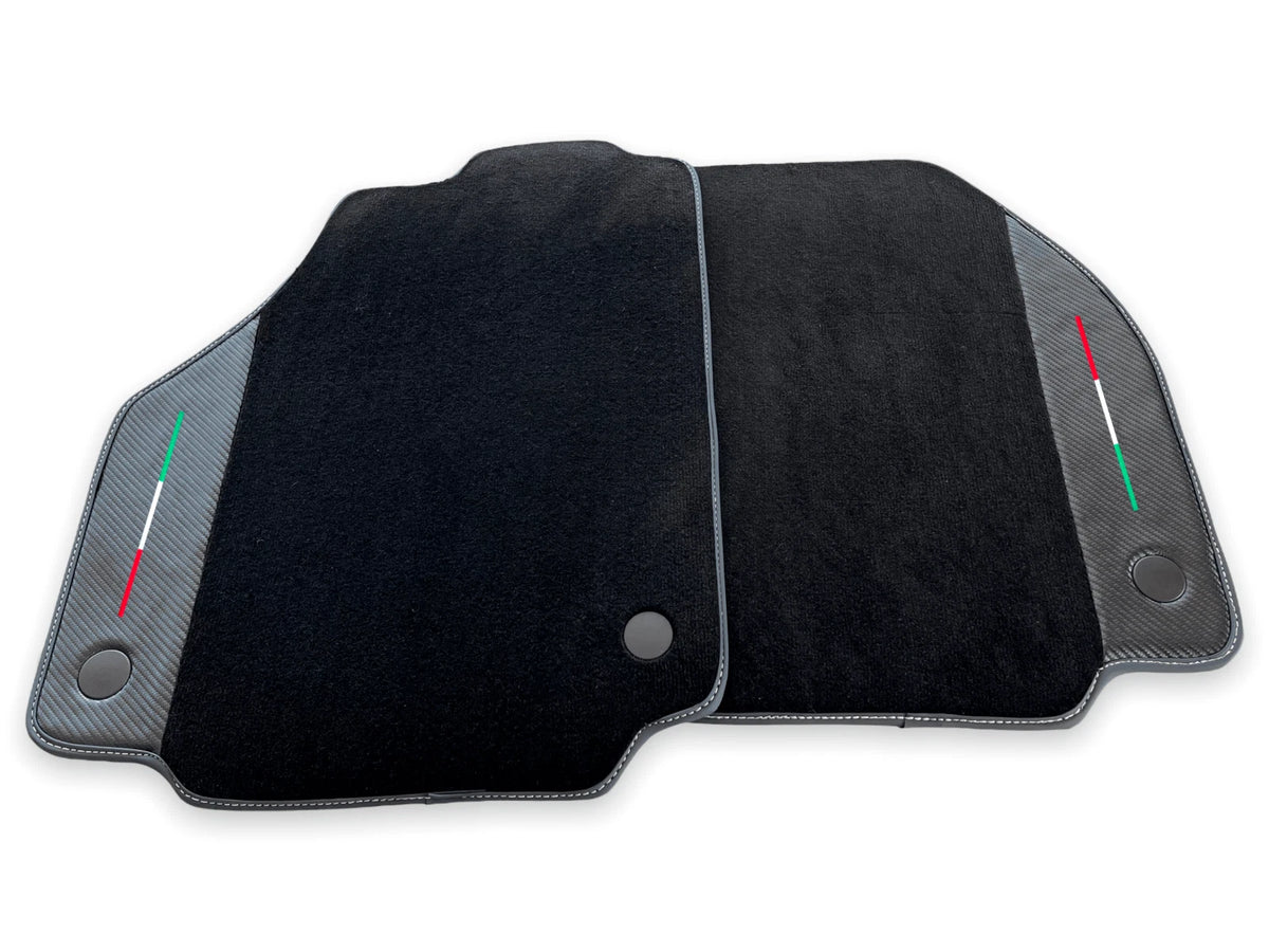 Floor Mats for Ferrari F8 Spider Black Carbon Leather Tailored (2020-2023)
