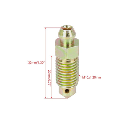 2 x M10x1.25mm Banjo Bolt Bleeder Screw with Cap for Motorcycle