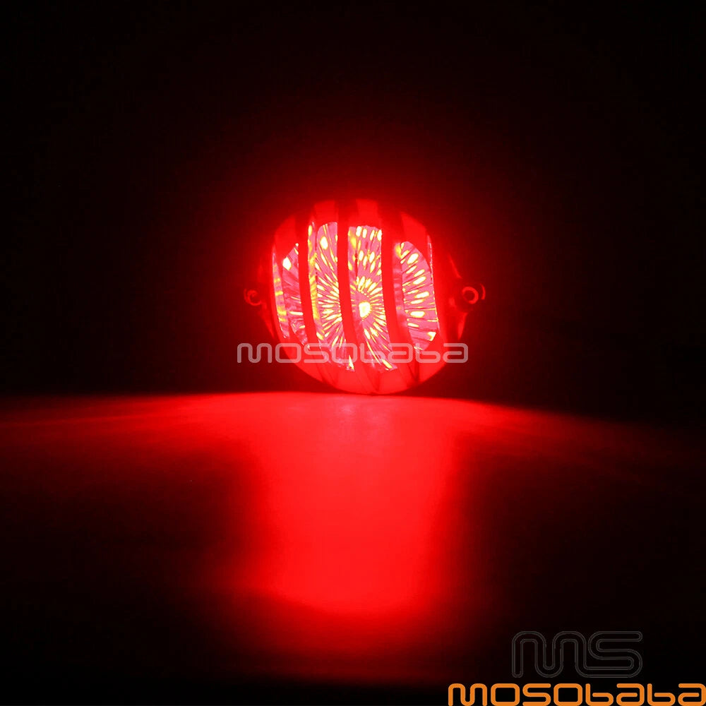 Finned Grill Tail Light w/ Bracket for Harley Honda Yamaha Suzuki