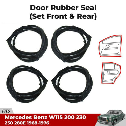 Weatherstrip Door Seal Rubber Trim Set F+R Fits Mercedes Benz W114 W115 280E D10