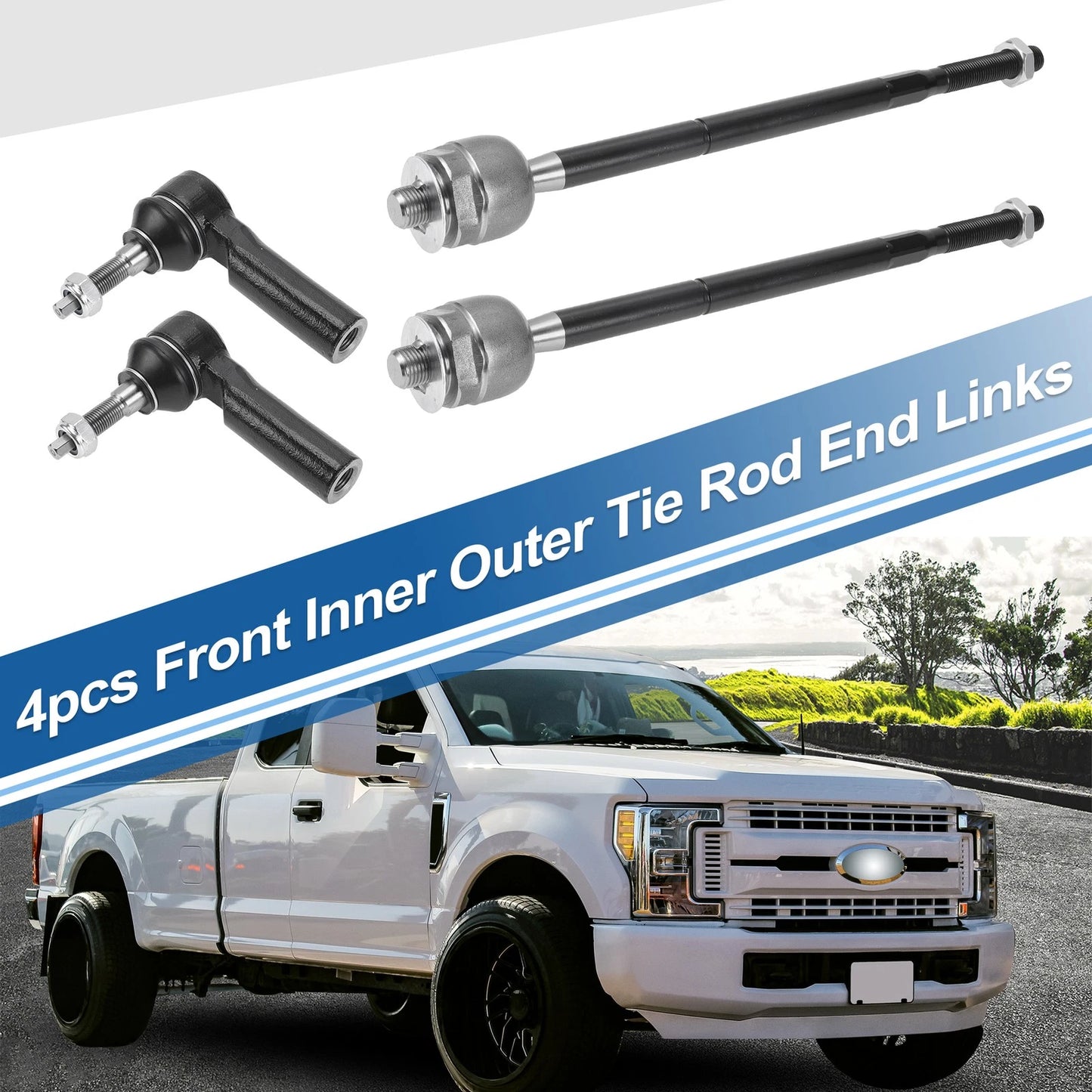 4pcs Front Inner Outer Tie Rod Ends for Ford Mustang (2005-2014)