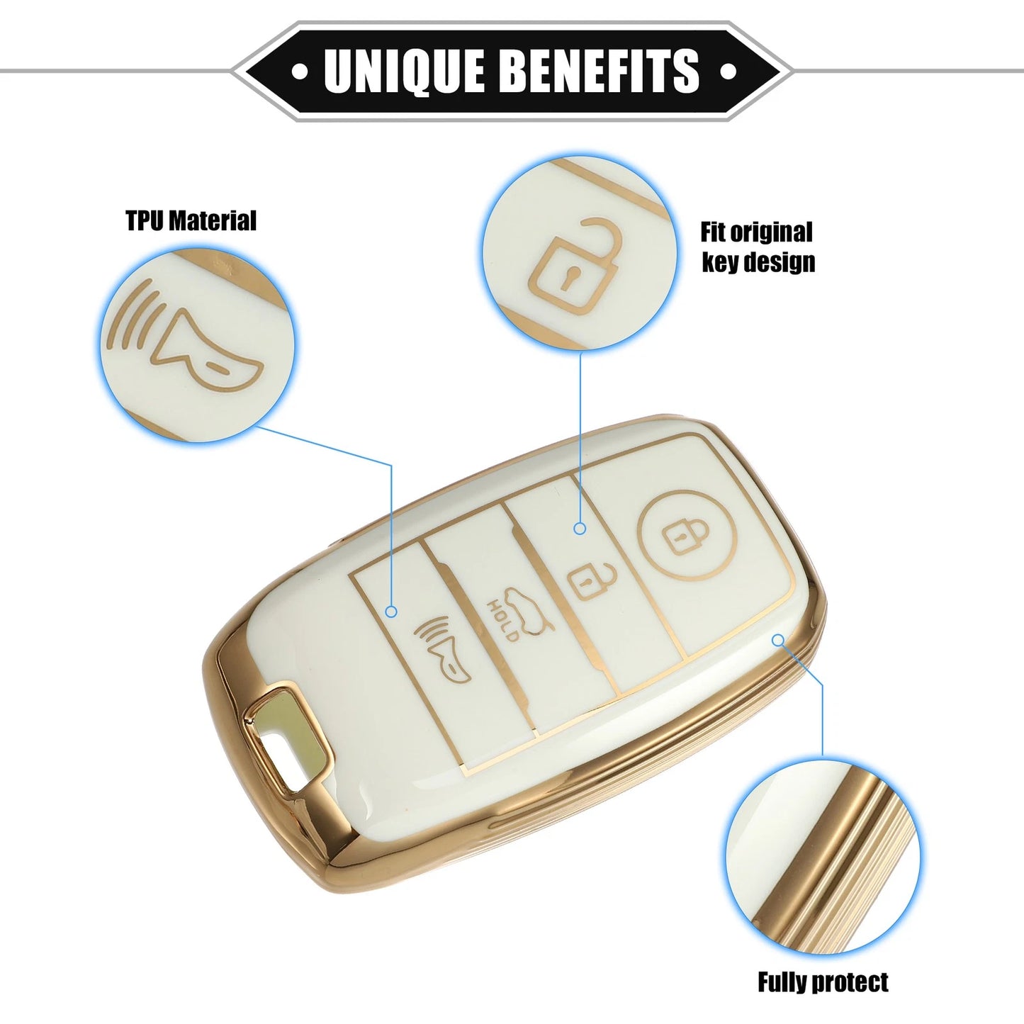 4 x Button Key Fob Shell Cover for Kia Forte Koup, Optima (2010-2019)