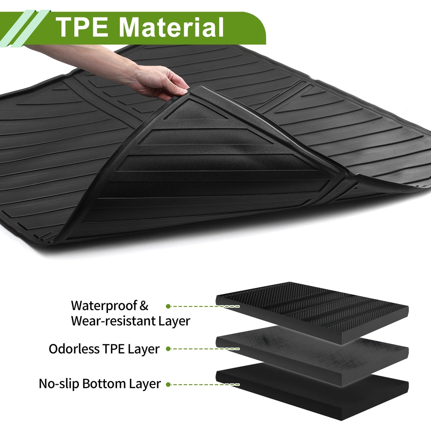Rear Trunk Mat for Ford Edge 5 Seat (2015-2024) TPE Cargo Liner