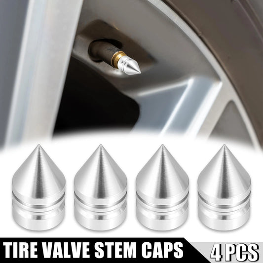 Dustproof Caps / 4 x Tire for Cars & Motorcycles Tower Air Valve Silver Tone