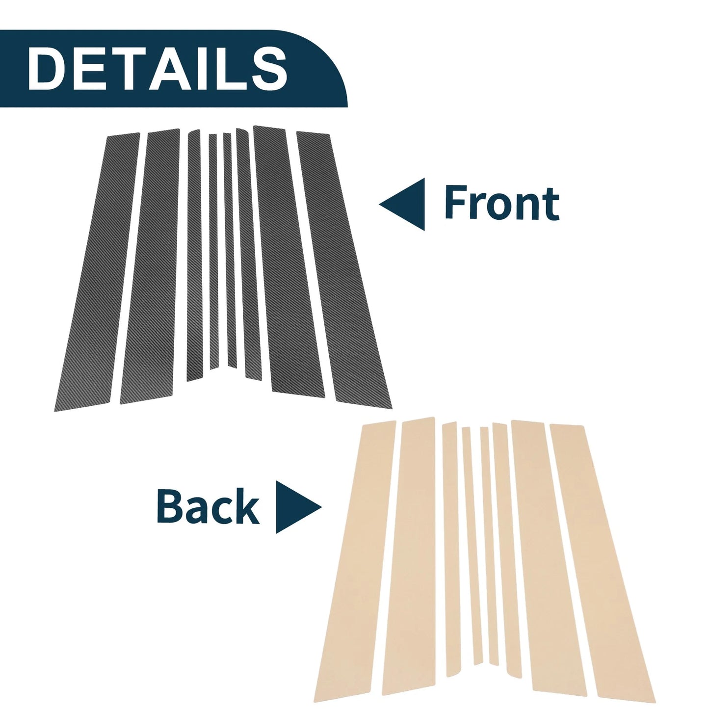 8pcs Door Pillar Window Trim for Toyota Innova AN140 Carbon Fiber (2004-2015)