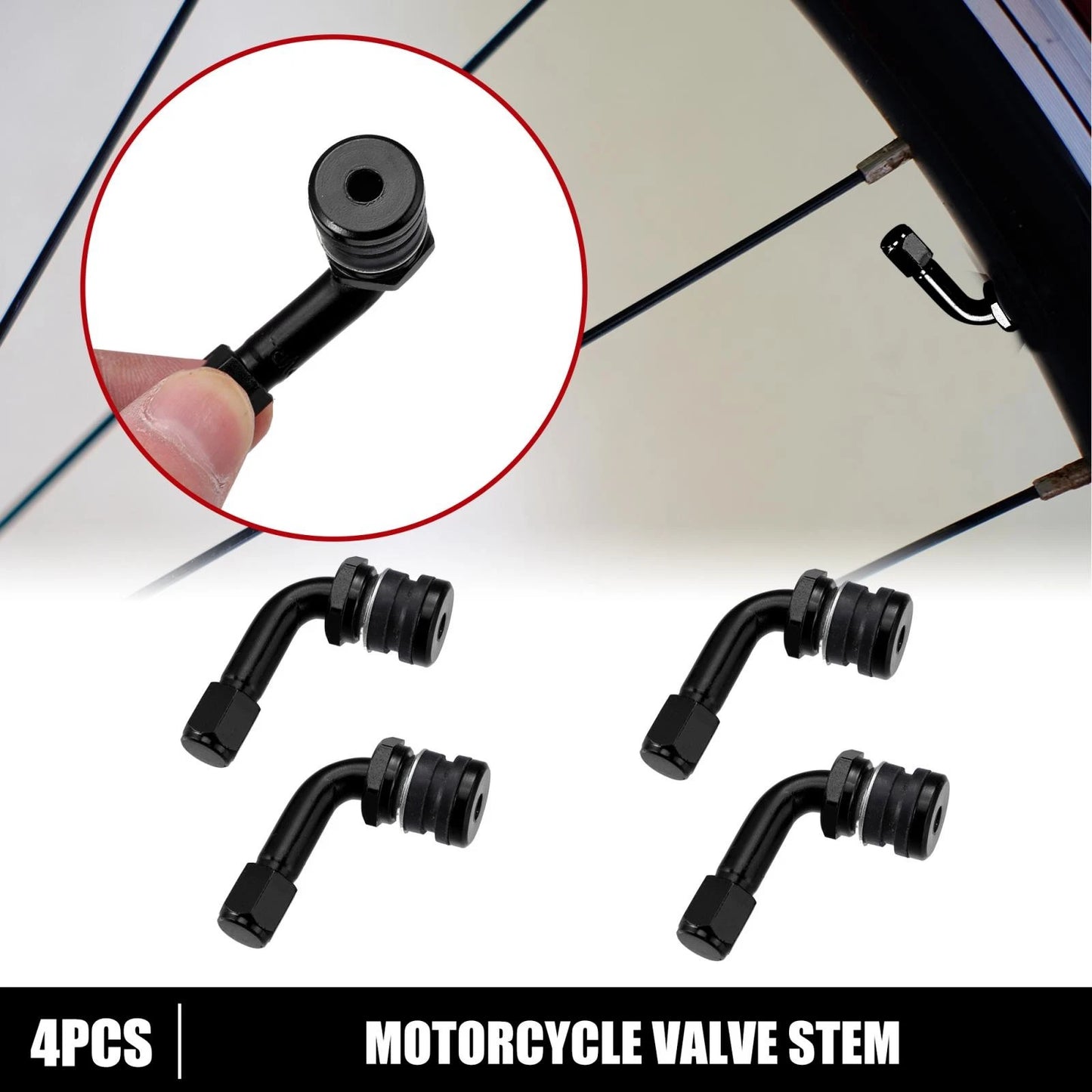 4pcs 90-Degree Tyre Valve Stem Extender Black for Motorcycle