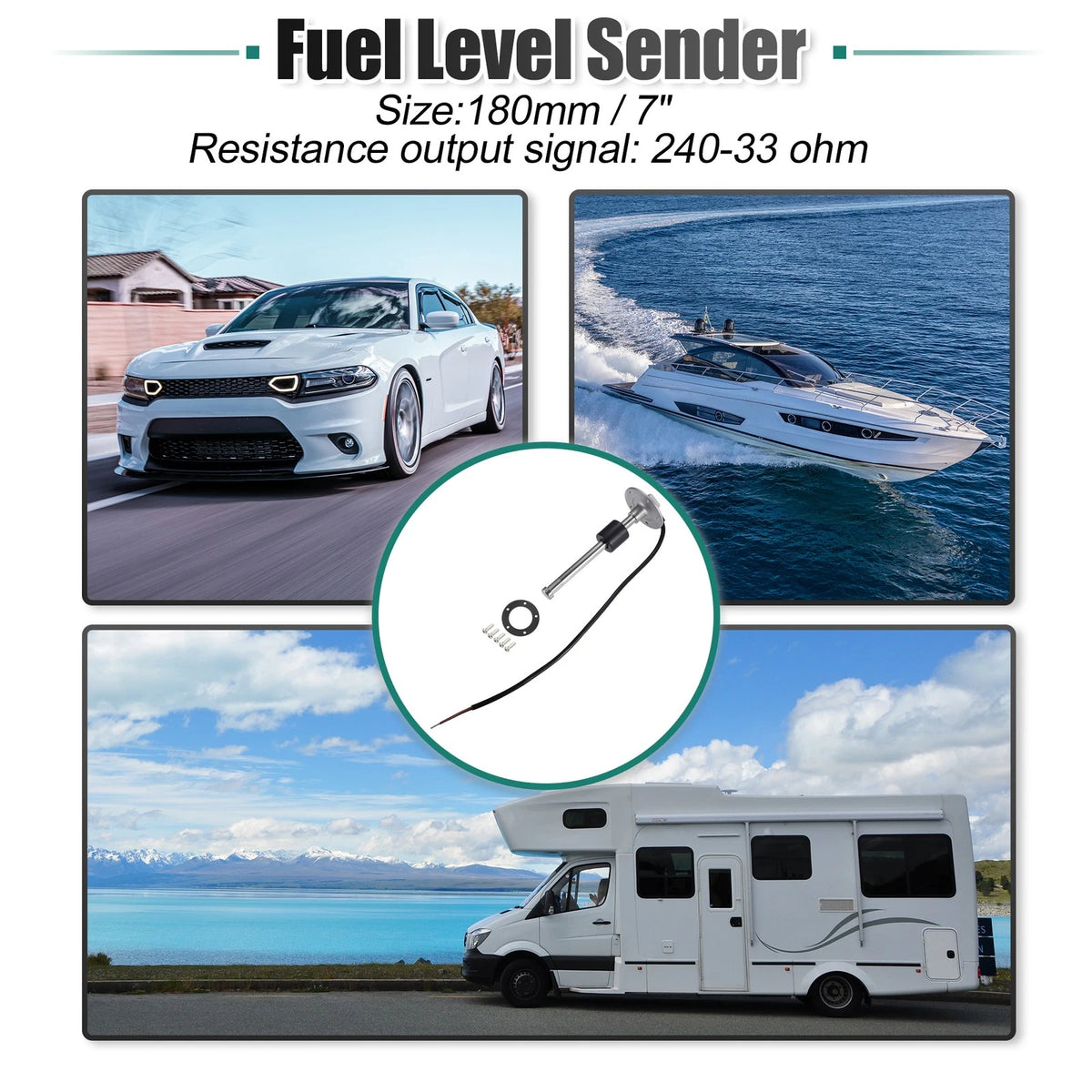 7" 180mm Boat Fuel Sending Unit Gas Water Level Gauge Sensor for Boat