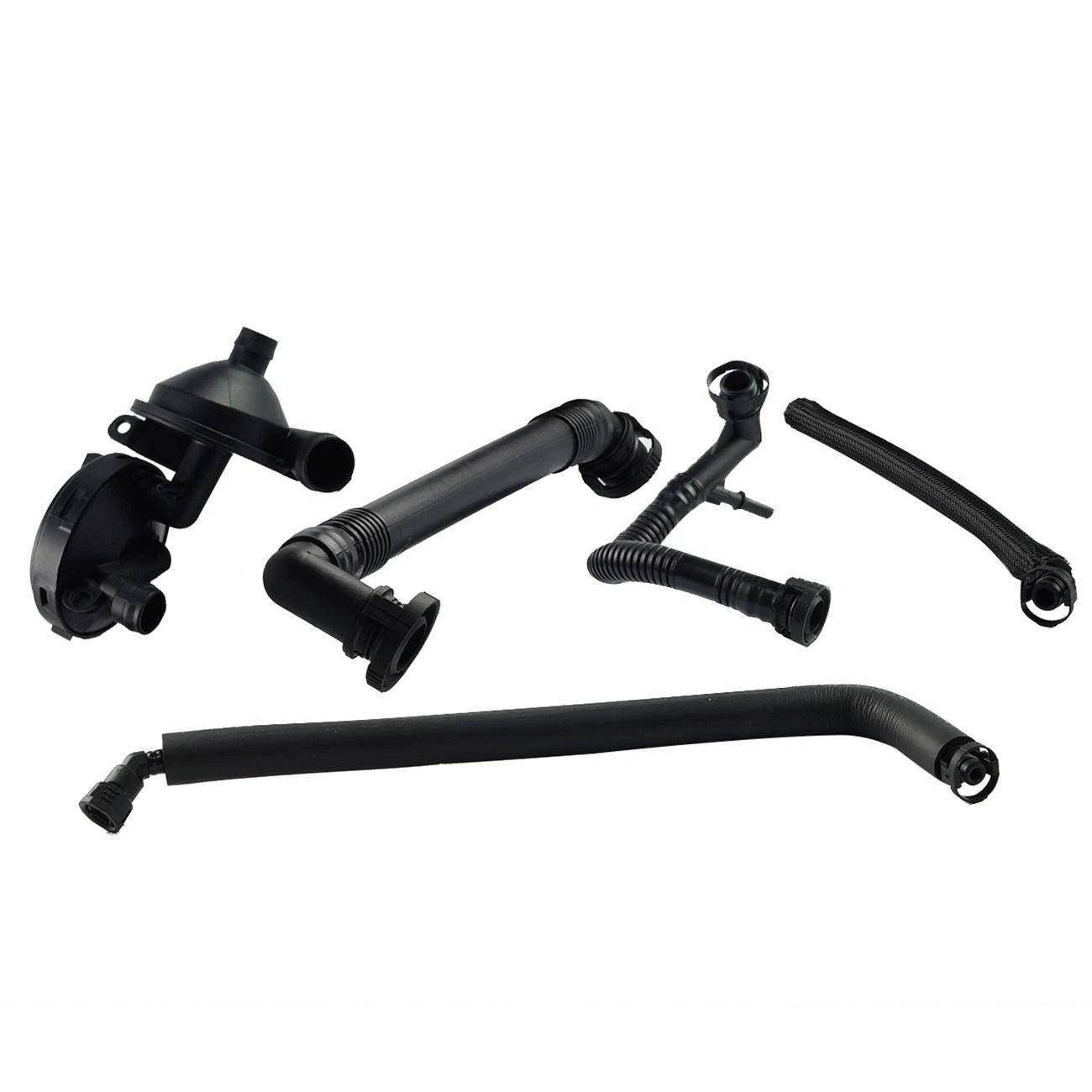 5PCS PCV Crankcase Vent Valve & Breather Oil Separator Hose Kit for BMW E46 E39 (1998-2006)