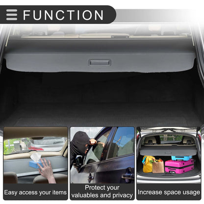 Retractable Cargo Cover for Dodge Durango 2011-2021 7 Seater Gloss Black