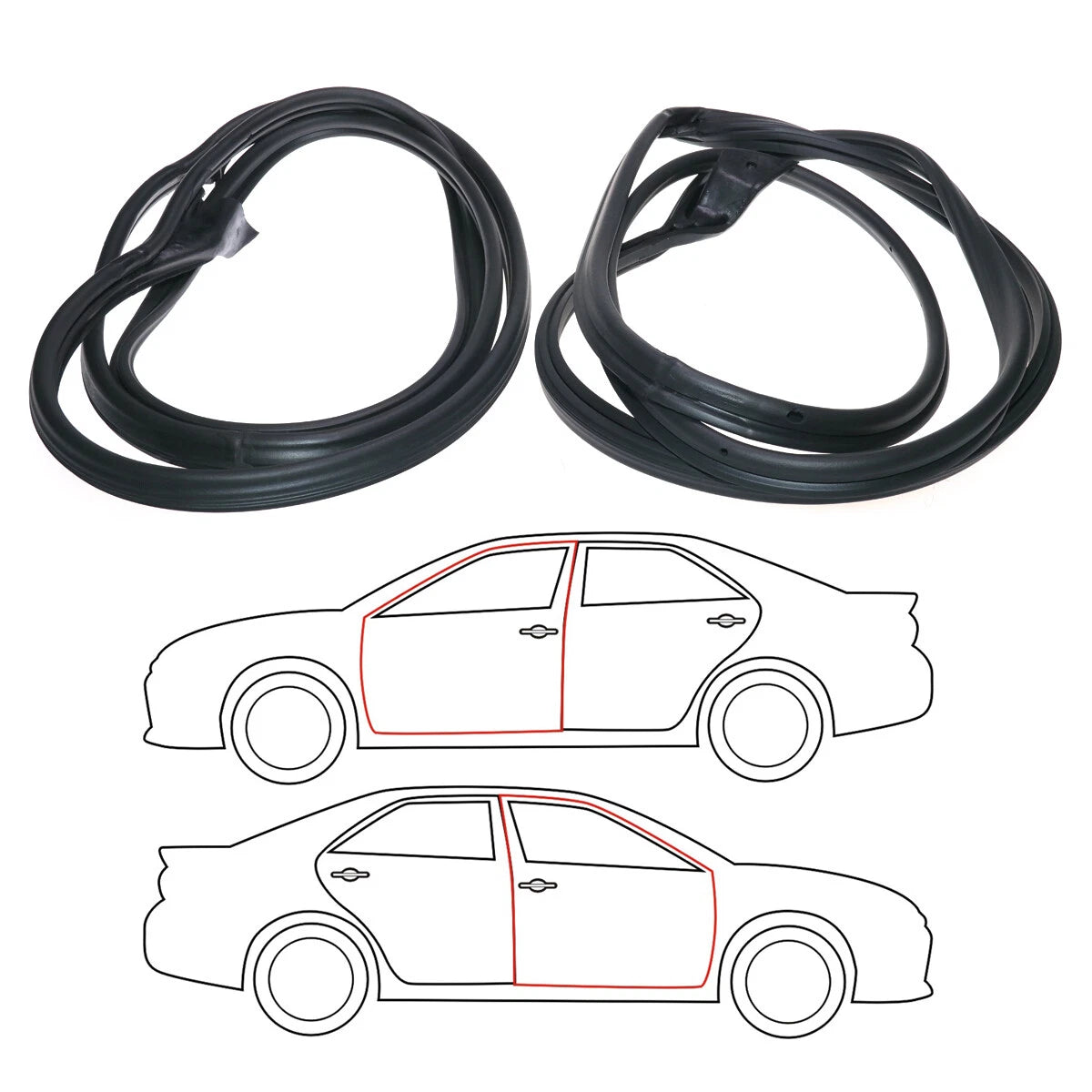 Front Door Weatherstrip x2 for Mercedes-Benz 190E 190LE W201 Sedan 1982-1993
