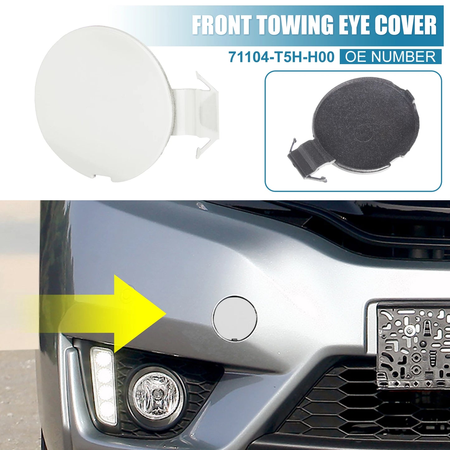 Front Bumper Tow Hook Cover for Honda Fit Jazz GK5 (2014-2017) White