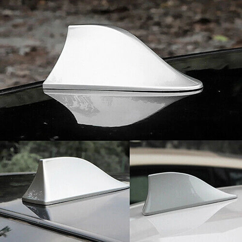 White Shark Fin Roof Antenna for Universal Car - FM/AM Radio Signal Decor