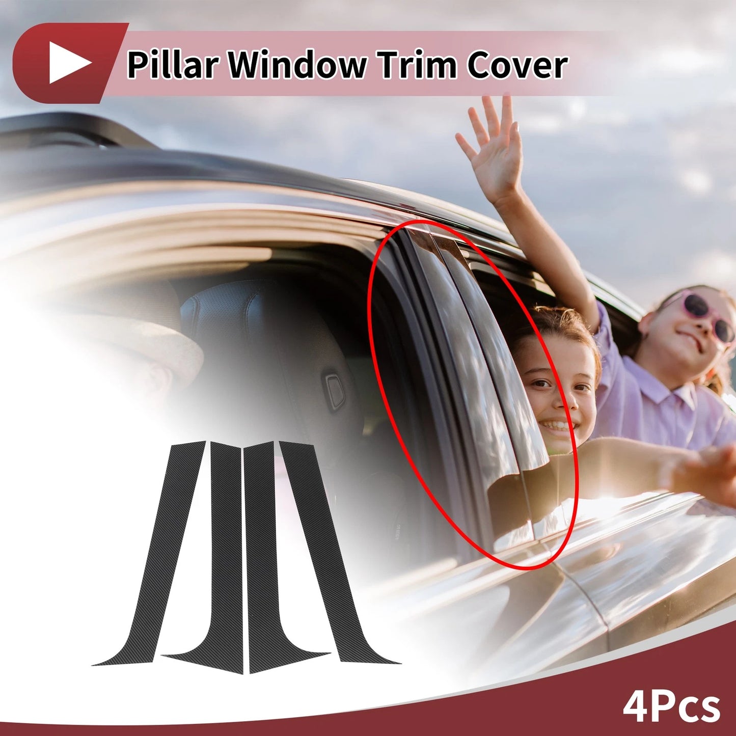 4 x Door Pillar Window Trim for Peugeot 206 (2004-2010)
