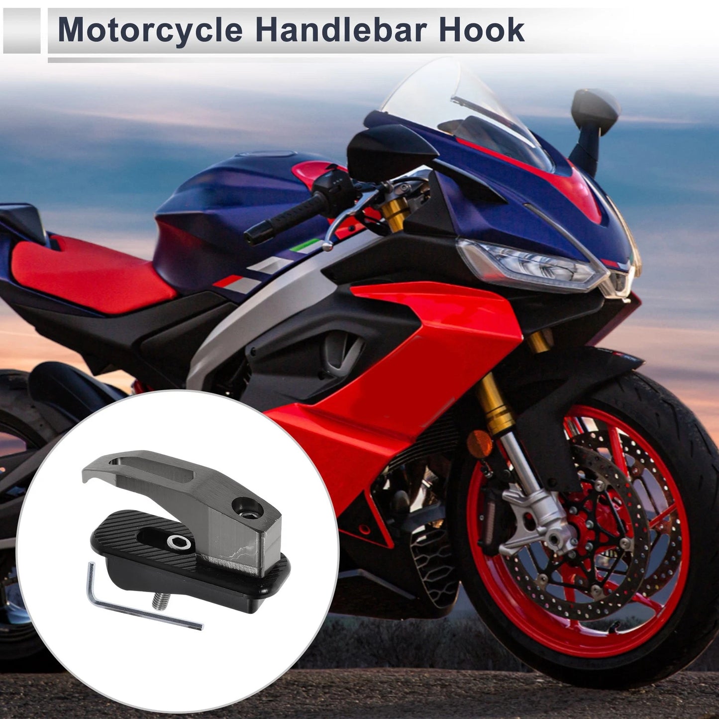 Rectangular with Hole Aluminum Alloy Motorcycle Hanging Hook 1 Set Titanium Tone