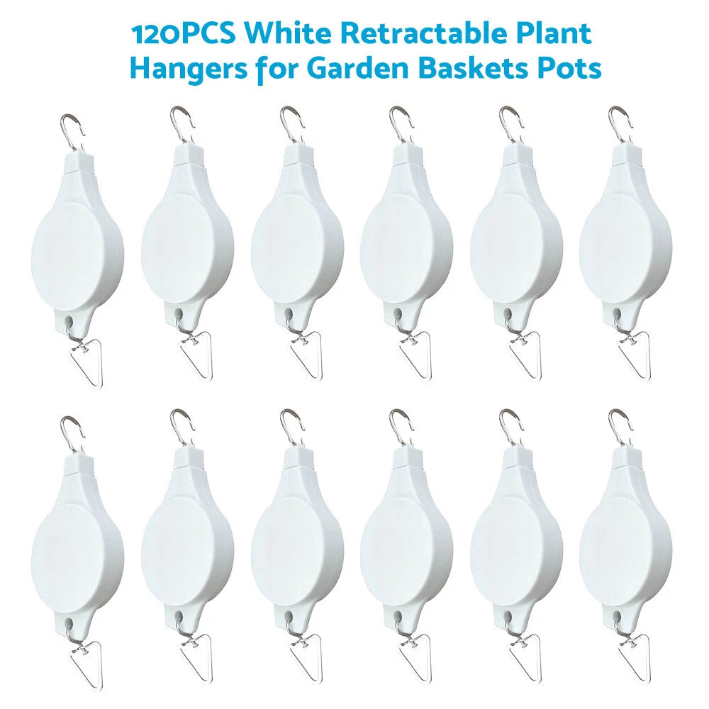 120PCS Retractable Plant Hook Pulley Hanger for Garden Baskets & Pots