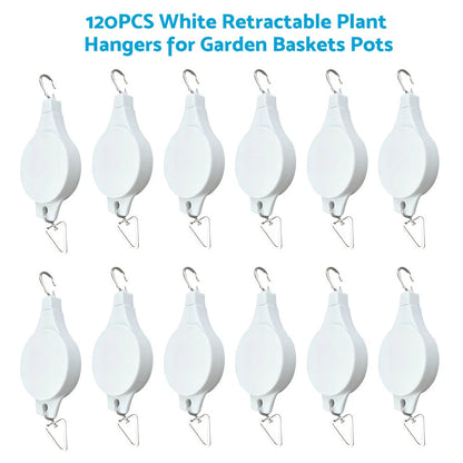 120PCS Retractable Plant Hook Pulley Hanger for Garden Baskets & Pots